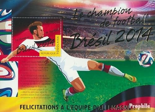 Prophila Collection Togo Block 1061 (kompl. Ausgabe) postfrisch ** MNH 2014 Fußball-WM Sieger 2014 Brasilien (Briefmarken für Sammler) Fußball von Prophila Collection
