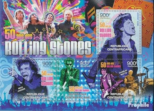 Prophila Collection Zentralafrikanische Republik 3747-3750 Kleinbogen (kompl. Ausgabe) postfrisch ** MNH 2012 50 Jahre The Rolling Stones (Briefmarken für Sammler) Musik/Tanz von Prophila Collection