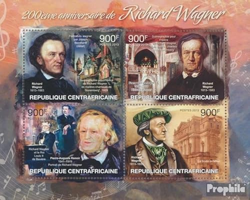 Prophila Collection Zentralafrikanische Republik 4057-4060 Kleinbogen (kompl. Ausgabe) postfrisch ** MNH 2013 Richard Wagner (Briefmarken für Sammler) Musik/Tanz von Prophila Collection