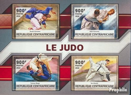 Prophila Collection Zentralafrikanische Republik 6360-6363 Kleinbogen (kompl. Ausgabe) postfrisch ** MNH 2016 Judo (Briefmarken für Sammler) Kampfsport (Boxen/Fechten/Ringen/Karate …) von Prophila Collection