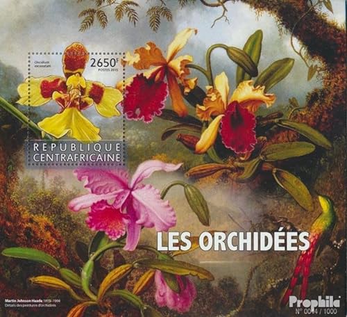 Prophila Collection Zentralafrikanische Republik Block 1388 (kompl. Ausgabe) postfrisch ** MNH 2015 Orchideen (Briefmarken für Sammler) Pflanzen/Pilze von Prophila Collection