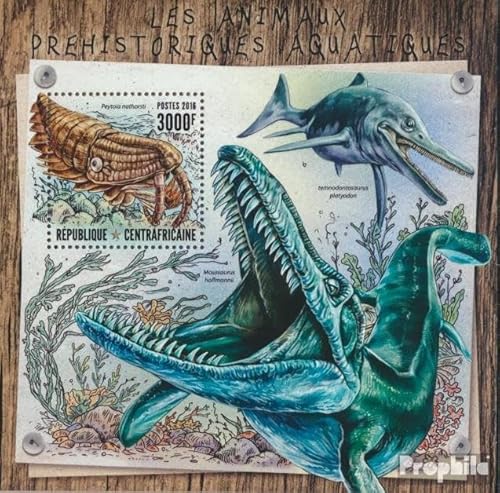 Prophila Collection Zentralafrikanische Republik Block 1541 (kompl. Ausgabe) postfrisch ** MNH 2016 Prähistorische Wassertiere (Briefmarken für Sammler) Wassertiere von Prophila Collection