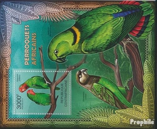 Prophila Collection Zentralafrikanische Republik Block 949 (kompl. Ausgabe) postfrisch ** MNH 2012 Papageien aus Afrika (Briefmarken für Sammler) Malerei von Prophila Collection