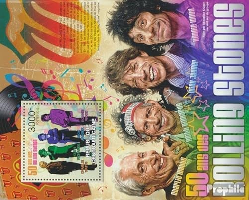 Prophila Collection Zentralafrikanische Republik Block 966 (kompl. Ausgabe) postfrisch ** MNH 2012 50 Jahre The Rolling Stones (Briefmarken für Sammler) Musik/Tanz von Prophila Collection