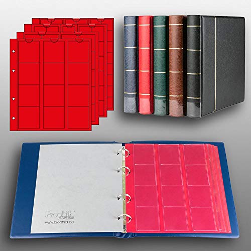 Prophila Münz-Album mit 4 Hüllen (rote Zwischenblätter) für 110 Münzen von Prophila Collection