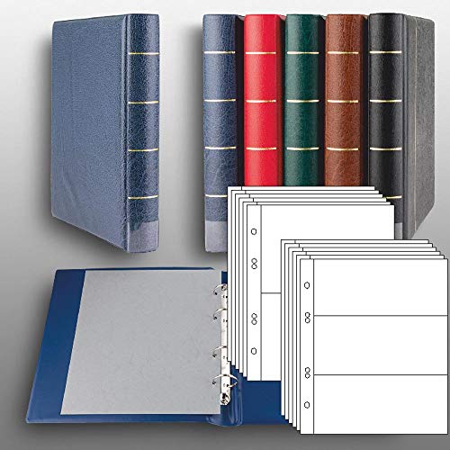 Prophila Luxus-Banknoten-Ringbinder (blau) mit 20 Hüllen für 50 Banknoten von Prophila Collection