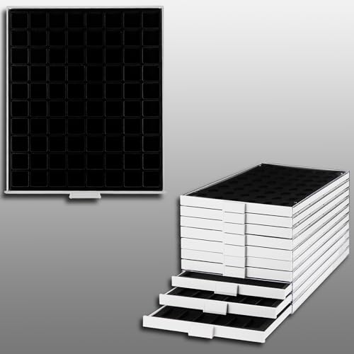 Prophila Münzbox grau 80 eckige Fächer für Münzen bis 24mm, Schwarze Einlage z. B. 3.Reich Münzen Prophila Münzbox grau 80 eckige Fächer für Münzen bis 24mm, Schwarze Einlage z. B. 3.Reich Münzen von Prophila Collection