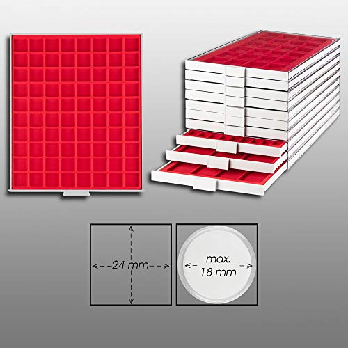 Prophila Collection Münzbox grau 80 eckige Fächer für Münzen bis 24mm, rote Einlage z. B. 3.Reich Münzen Prophila Collection Münzbox grau 80 eckige Fächer für Münzen bis 24mm, rote Einlage z. B. 3.Reich Münzen von Prophila Collection
