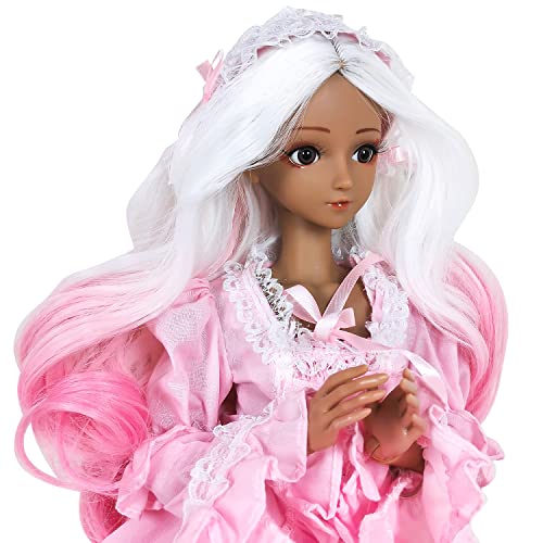 Proudoll 1/3 BJD-Puppe, hellbraune Haut, 60 cm, Kugelgelenk, SD-Puppen, 22 Gelenke, PVC, DIY-Actionfiguren, bewegliche Modepuppe, Alexia in rosa Kleid, Perücke, handgefertigt, Make-up, Glasaugen Proudoll 1/3 BJD-Puppe, hellbraune Haut, 60 cm, Kugelgelenk, SD-Puppen, 22 Gelenke, PVC, DIY-Actionfiguren, bewegliche Modepuppe, Alexia in rosa Kleid, Perücke, handgefertigt, Make-up, Glasaugen von Proudoll