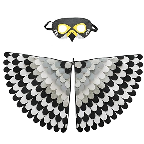 Proumhang Kinder Vogelflügel Kostüm für Alter von 3~8 Jahren,Vogeleule und Pfau Maske Eule verkleiden sich,Jungen Mädchen Filzaugen Maske und Flügel Set,Halloween Buntes Kostüm,Stil 9 Proumhang Kinder Vogelflügel Kostüm für Alter von 3~8 Jahren,Vogeleule und Pfau Maske Eule verkleiden sich,Jungen Mädchen Filzaugen Maske und Flügel Set,Halloween Buntes Kostüm,Stil 9 von Proumhang