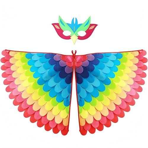 Proumhang Kinder Vogelflügel Kostüm für Alter von 3~8 Jahren,Vogeleule und Pfau Maske Eule verkleiden sich,Jungen Mädchen Filzaugen Maske und Flügel Set,Halloween Buntes Kostüm,Stil 12 Proumhang Kinder Vogelflügel Kostüm für Alter von 3~8 Jahren,Vogeleule und Pfau Maske Eule verkleiden sich,Jungen Mädchen Filzaugen Maske und Flügel Set,Halloween Buntes Kostüm,Stil 12 von Proumhang