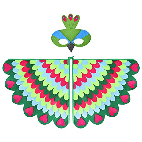 Proumhang Kinder Vogelflügel Kostüm für Alter von 3~8 Jahren,Vogeleule und Pfau Maske Eule verkleiden Sich,Jungen Mädchen Filzaugen Maske und Flügel Set,Halloween Buntes Kostüm,Stil 4 Proumhang Kinder Vogelflügel Kostüm für Alter von 3~8 Jahren,Vogeleule und Pfau Maske Eule verkleiden Sich,Jungen Mädchen Filzaugen Maske und Flügel Set,Halloween Buntes Kostüm,Stil 4 von Proumhang