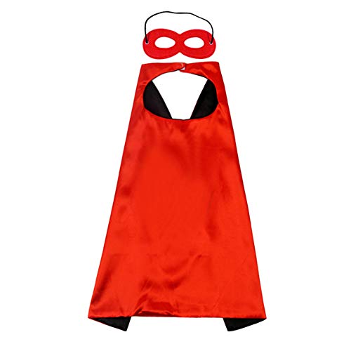 Proumhang 2 Stück Umhang Maske Set Halloween Weihnachten Karneval Kindertag Geburtstag Party Cosplay Performance Kostüm Umhang Superhelden Umhänge für Kinder 1-9 Jahre alt Rot von Proumhang