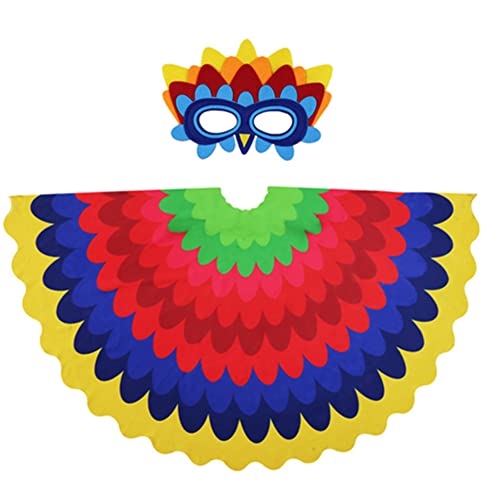 Proumhang 2-teiliges Vogelflügel-Kostüm für Kinder im Alter von 3 bis 8 Jahren,Tier-Cosplay-Set,Eulen- und Pfau-Maskenkleid,Jungen-Mädchen-Augenmaske und Flügel-Set,Buntes Halloween Kostüm,Stil 5 von Proumhang