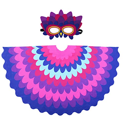 Proumhang 2-teiliges Vogelflügel-Kostüm für Kinder im Alter von 3 bis 8 Jahren,Tier-Cosplay-Set,Eulen- und Pfau-Maskenkleid,Jungen-Mädchen-Augenmaske und Flügel-Set,Buntes Halloween Kostüm,Stil 3 von Proumhang