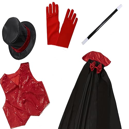 Proumhang 5 Stück Kinder Zauberer Rollenspiel Kostüm Set,Halloween Fancy Dress Zubehör Set für Kinder Jungen und Mädchen(3~8 Jahre) von Proumhang
