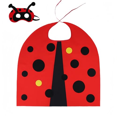 Proumhang Biene Marienkäfer Kostüme für Unisex Kinder,Fancy Dress Outfit,Mädchen Halloween Weihnachten Dress Up Kostüm,Tier Cosplay Flügel Cape für 3-8 Jahre,Maske +Umhang,70cm x 70cm Marienkäfer Proumhang Biene Marienkäfer Kostüme für Unisex Kinder,Fancy Dress Outfit,Mädchen Halloween Weihnachten Dress Up Kostüm,Tier Cosplay Flügel Cape für 3-8 Jahre,Maske +Umhang,70cm x 70cm Marienkäfer von Proumhang