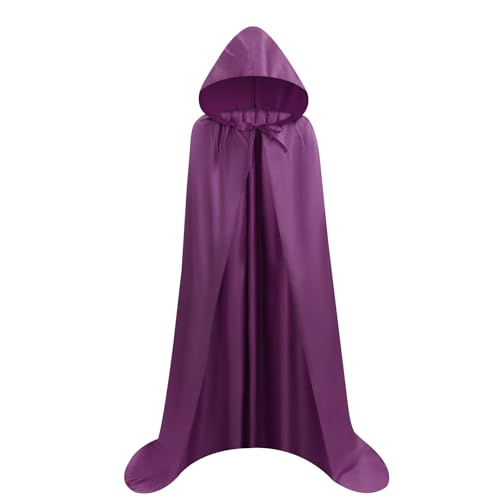 Proumhang Dunkelviolett Umhang mit Kapuze Darth Vader Umhang Mittelalter Umhang Cape Mantel Satin Karneval Halloween Weihnachten Kostüm Erwachsener 2XL von Proumhang