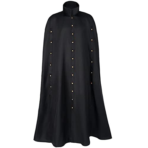 Proumhang Dunkler Gothic-Mantel für Erwachsene Stehkragen Zauberer Umhang Schwarzer Umhang mit Offenen Ärmeln Halloween Weihnachten Party Umhang Robe für Männer Einheitsgröße von Proumhang