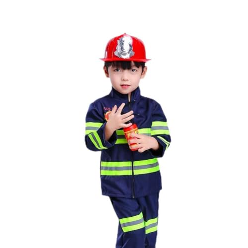 Proumhang Feuerwehr-Kostüm Kinderkostüm Feuerwehrmann Kinder Feuerwehrmann Fasching Karneval Blau von Proumhang