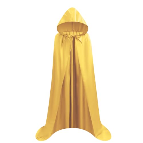 Proumhang Gelb Umhang mit Kapuze Darth Vader Umhang Mittelalter Umhang Cape Mantel Satin Karneval Halloween Weihnachten Kostüm Erwachsener L von Proumhang