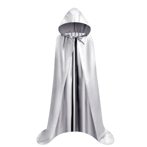 Proumhang Grau Umhang mit Kapuze Darth Vader Umhang Mittelalter Umhang Cape Mantel Satin Karneval Halloween Weihnachten Kostüm Erwachsener 2XL von Proumhang