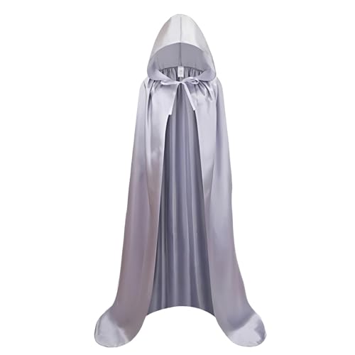 Proumhang Grau Umhang mit Kapuze Darth Vader Umhang Mittelalter Umhang Cape Mantel Satin Karneval Halloween Weihnachten Kostüm Erwachsener L von Proumhang