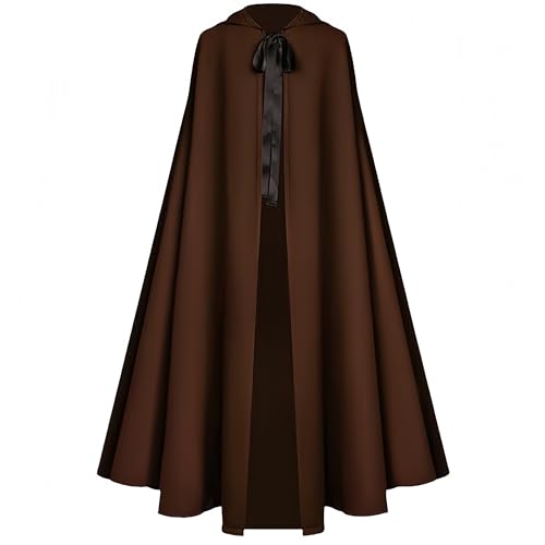 Proumhang Halloween -Kapuze -Umhang für Erwachsene -Renaissance mittelalterliche Hexe Kapkostüm für Männer & Frauen,Hobbit Cosplay Short Cape 135cm Braun von Proumhang