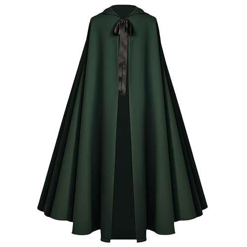 Proumhang Halloween -Kapuze -Umhang für Erwachsene -Renaissance mittelalterliche Hexe Kapkostüm für Männer & Frauen,Hobbit Cosplay Short Cape 135cm Grün von Proumhang