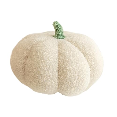 Proumhang Halloween-Kürbis-Kissen Herbst Kürbis Plüschtier Plüsch Spielzeug weich Thanksgiving Kürbis Dekoration Sofa Kissen Kürbis Spielzeug für Home Dekoration Party Favors 23cm Weiß von Proumhang
