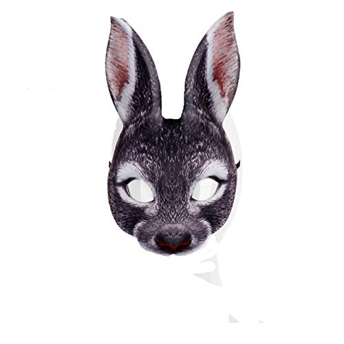 Proumhang Halloween Ostern Mardi Gras Karneval Party Maskerade Eva Half Face Kaninchen Tier Maske (One Size) -Grau von Proumhang