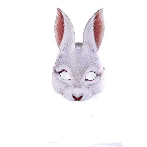 Proumhang Halloween Ostern Mardi Gras Karneval Party Maskerade Eva Half Face Kaninchen Tier Maske (One Size) -Weiß von Proumhang