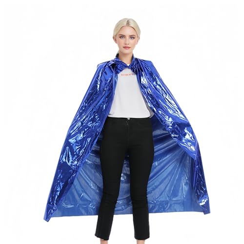 Proumhang Halloween Umhang Bling Long Sparkly Cape Glänzender Umhang Mardi Gras Zauberer Party Carniva Weihnachtskostüm 120cm Blau von Proumhang