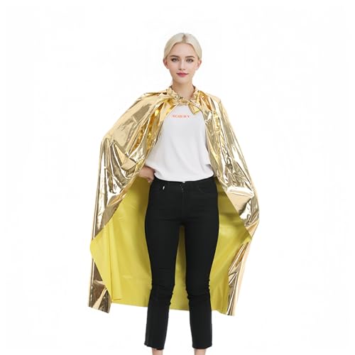 Proumhang Halloween Umhang Bling Long Sparkly Cape Glänzender Umhang Mardi Gras Zauberer Party Carniva Weihnachtskostüm 120cm Gold von Proumhang
