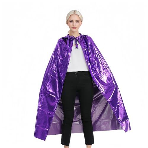 Proumhang Halloween Umhang Bling Long Sparkly Cape Glänzender Umhang Mardi Gras Zauberer Party Carniva Weihnachtskostüm 120cm Lila von Proumhang
