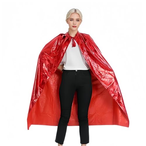 Proumhang Halloween Umhang Bling Long Sparkly Cape Glänzender Umhang Mardi Gras Zauberer Party Carniva Weihnachtskostüm 120cm Rot von Proumhang