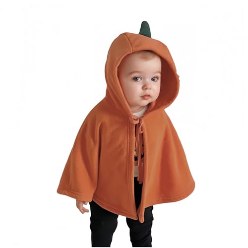Proumhang Halloween Umhang für Babys - Süße Kürbis/Geister-Kapuze für Neugeborene,Kleinkinder & Kinder Warme Halloween-Verkleidung Perfekt für Babys und Kleinkinder an Halloween Orange S(73cm-80cm) von Proumhang