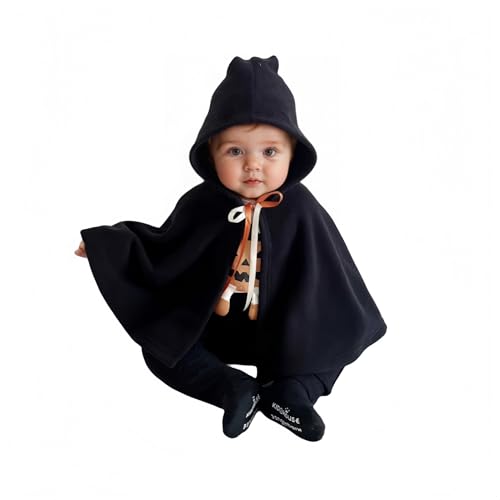 Proumhang Halloween Umhang für Babys - Süße Kürbis/Geister-Kapuze für Neugeborene,Kleinkinder & Kinder Warme Halloween-Verkleidung Perfekt für Babys und Kleinkinder an Halloween Schwarz S(73cm-80cm) von Proumhang