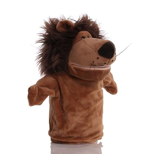 Proumhang Handpuppen für Kinder,Weiche Plüsch Zoo Tier Puppe für Kinder Kleinkinder Jungen Mädchen,Für phantasievolles Spiel,Showtheater,Partyzubehör (große bewegliche Münder) Brauner Löwe 25cm von Proumhang