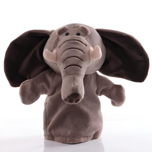 Proumhang Handpuppen für Kinder,Weiche Plüsch Zoo Tier Puppe für Kinder Kleinkinder Jungen Mädchen,Für phantasievolles Spiel,Showtheater,Partyzubehör (große bewegliche Münder) Elefant 25cm von Proumhang