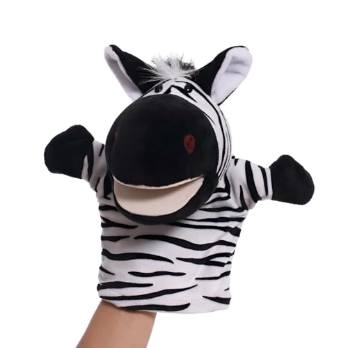 Proumhang Handpuppen für Kinder,Weiche Plüsch Zoo Tier Puppe für Kinder Kleinkinder Jungen Mädchen,Für phantasievolles Spiel,Showtheater,Partyzubehör (große bewegliche Münder) Zebra 25cm von Proumhang