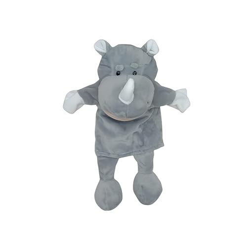 Proumhang Handpuppen mit Vollem Körper für Kinder,Tier Handpuppen Bauernhof Thema Puppets Spielzeug Set,Plüsch Pretend Spielzeug Zoo Friends Puppentheater mit Beweglichem Offenen Mund,35cm,Rhinozeros von Proumhang