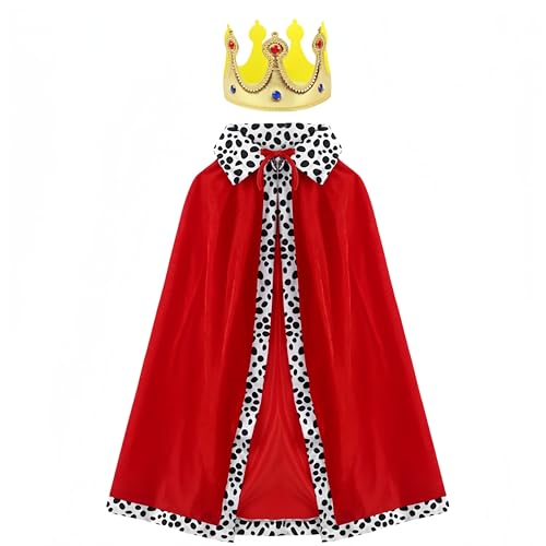 Proumhang Kinder König Cape,Kinder Prinz Mantel,Queen Royal Robe,Krönungsmantel,Mittelalterliches Krippenkostüm für Halloween,Weihnachten,Karneval,Rollenspiel,Bühnenauftritt,80cm,Rot mit Krone Proumhang Kinder König Cape,Kinder Prinz Mantel,Queen Royal Robe,Krönungsmantel,Mittelalterliches Krippenkostüm für Halloween,Weihnachten,Karneval,Rollenspiel,Bühnenauftritt,80cm,Rot mit Krone von Proumhang