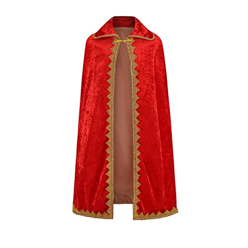 Proumhang Kinder König Robe Jungen Prinz Halloween Mantel Umhang Doppellagiger Kinder-Königsumhang Weihnachten Maskerade Karneval Cosplay Zubehör Faschingskostüme S von Proumhang