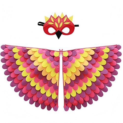 Proumhang Kinder Vogelflügel Kostüm für Alter von 3~8 Jahren,Vogeleule und Pfau Maske Eule verkleiden sich,Jungen Mädchen Filzaugen Maske und Flügel Set,Halloween Buntes Kostüm,Stil 10 Proumhang Kinder Vogelflügel Kostüm für Alter von 3~8 Jahren,Vogeleule und Pfau Maske Eule verkleiden sich,Jungen Mädchen Filzaugen Maske und Flügel Set,Halloween Buntes Kostüm,Stil 10 von Proumhang