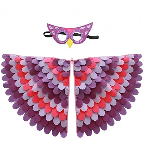 Proumhang Kinder Vogelflügel Kostüm für Alter von 3~8 Jahren,Vogeleule und Pfau Maske Eule verkleiden sich,Jungen Mädchen Filzaugen Maske und Flügel Set,Halloween Buntes Kostüm,Stil 8 Proumhang Kinder Vogelflügel Kostüm für Alter von 3~8 Jahren,Vogeleule und Pfau Maske Eule verkleiden sich,Jungen Mädchen Filzaugen Maske und Flügel Set,Halloween Buntes Kostüm,Stil 8 von Proumhang