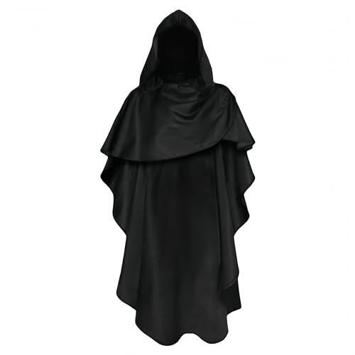 Proumhang Mittelalterlicher Ritterumhang - Unisex Renaissance Kapuze mit Kapuze für Halloween,Cosplay & Bühne - Gotischer Viktorianischer Umhang,128cm,Schwarz Proumhang Mittelalterlicher Ritterumhang - Unisex Renaissance Kapuze mit Kapuze für Halloween,Cosplay & Bühne - Gotischer Viktorianischer Umhang,128cm,Schwarz von Proumhang