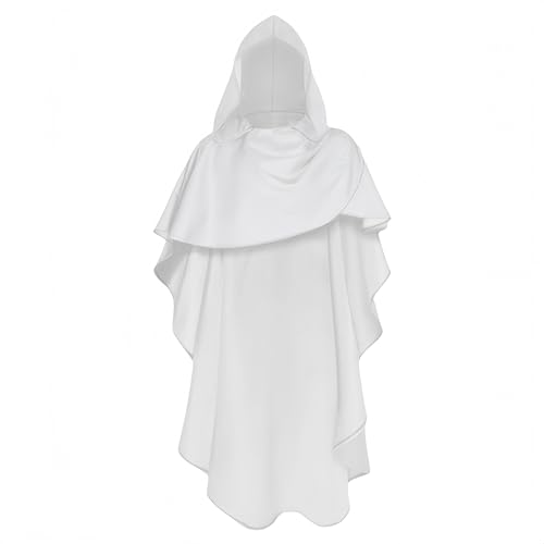 Proumhang Mittelalterlicher Ritterumhang - Unisex Renaissance Kapuze mit Kapuze für Halloween,Cosplay & Bühne - Gotischer Viktorianischer Umhang,128cm,Weiß Proumhang Mittelalterlicher Ritterumhang - Unisex Renaissance Kapuze mit Kapuze für Halloween,Cosplay & Bühne - Gotischer Viktorianischer Umhang,128cm,Weiß von Proumhang