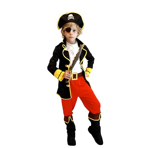 Proumhang Piraten Kostüm Kinder 5 tlg, Piraten Kostüm Jungen Mädchen Piraten Outfit mit Zubehör Set, Halloween Piraten Cosplay Kostüm für Kinder 3-12 Jahre XL Proumhang Piraten Kostüm Kinder 5 tlg, Piraten Kostüm Jungen Mädchen Piraten Outfit mit Zubehör Set, Halloween Piraten Cosplay Kostüm für Kinder 3-12 Jahre XL von Proumhang