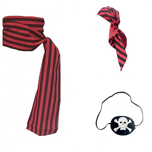 Proumhang Piraten Kostüm Zubehör Set Schärpe Gürtel Stirnband Taillengürtel Mittelalterliche Große Kopftuch Bandanas mit Augenklappe für Halloween Kinder Erwachsene Streifen Proumhang Piraten Kostüm Zubehör Set Schärpe Gürtel Stirnband Taillengürtel Mittelalterliche Große Kopftuch Bandanas mit Augenklappe für Halloween Kinder Erwachsene Streifen von Proumhang